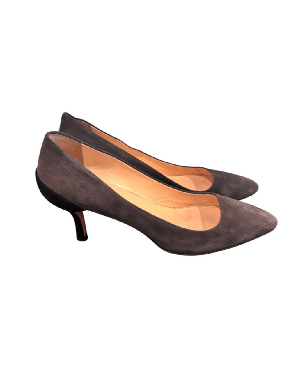 Vintage Prada Gray Black Suede Pumps Mules Heels Size 39
